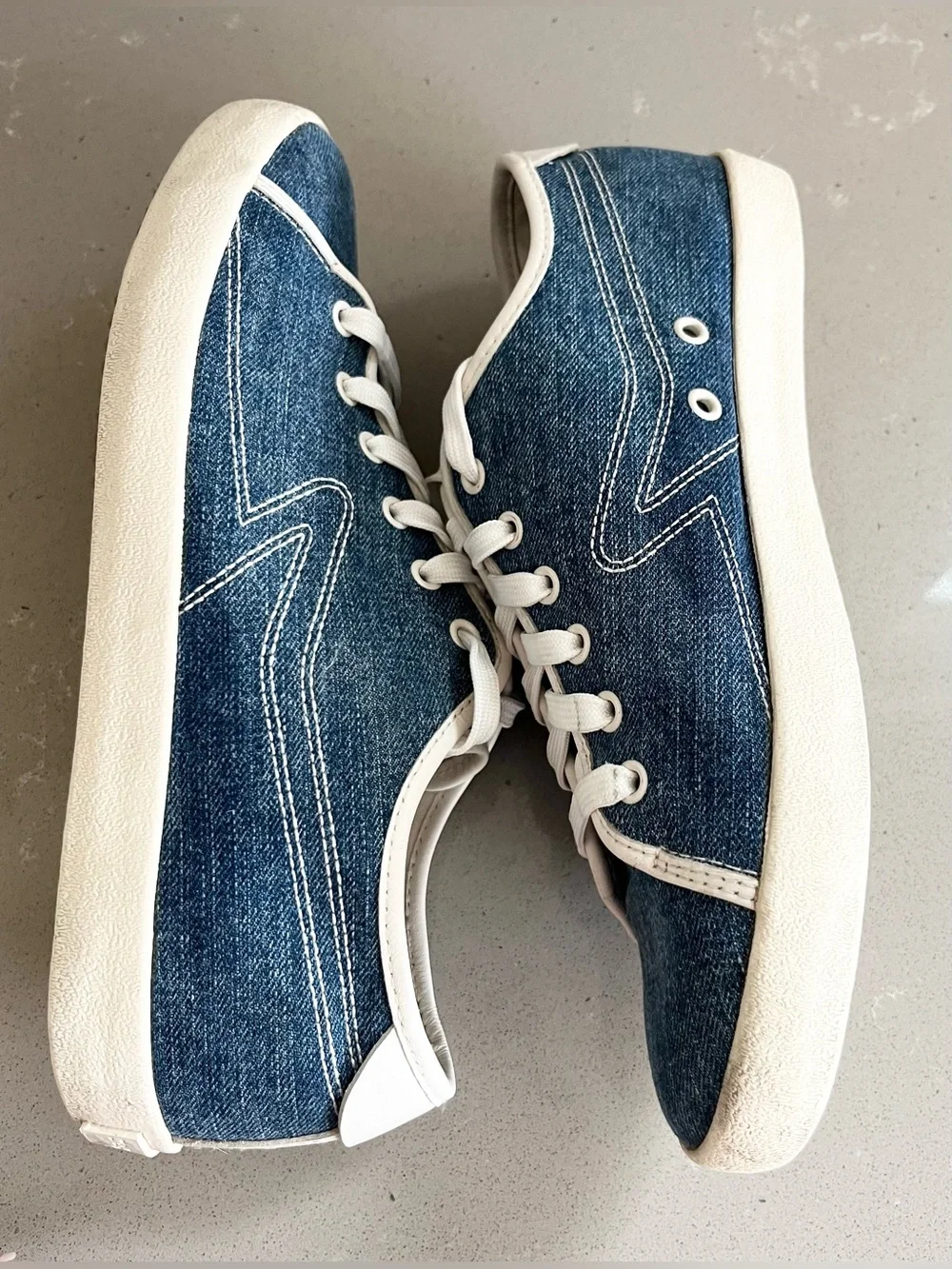 Rag & Bone Court Low Denim Sneakers Women's Shoes Blue Canvas Size 39.5 US 9.5